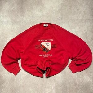 Vintage Wisconsin Badgers University Embroidered Crewneck Sweater